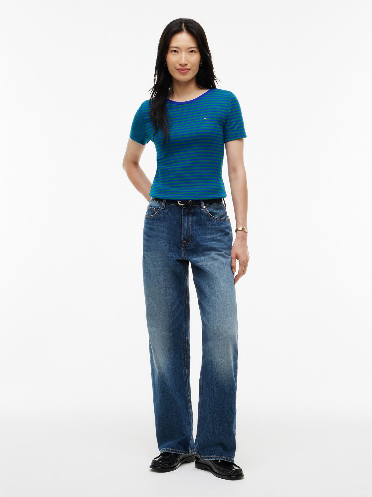 Slim Fit Striped Favorite T-Shirt — Cobalt