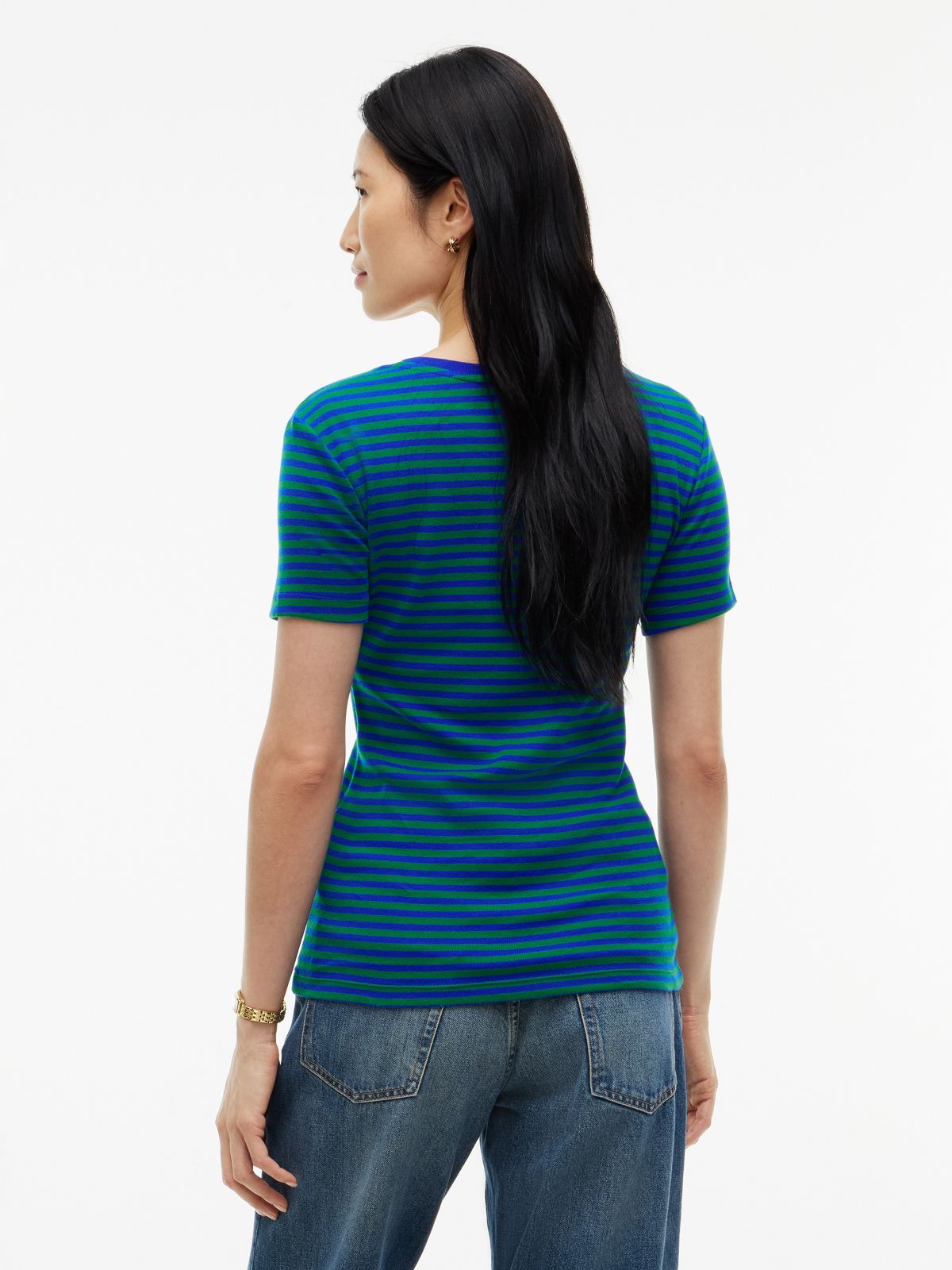 Slim Fit Striped Favorite T-Shirt — Cobalt