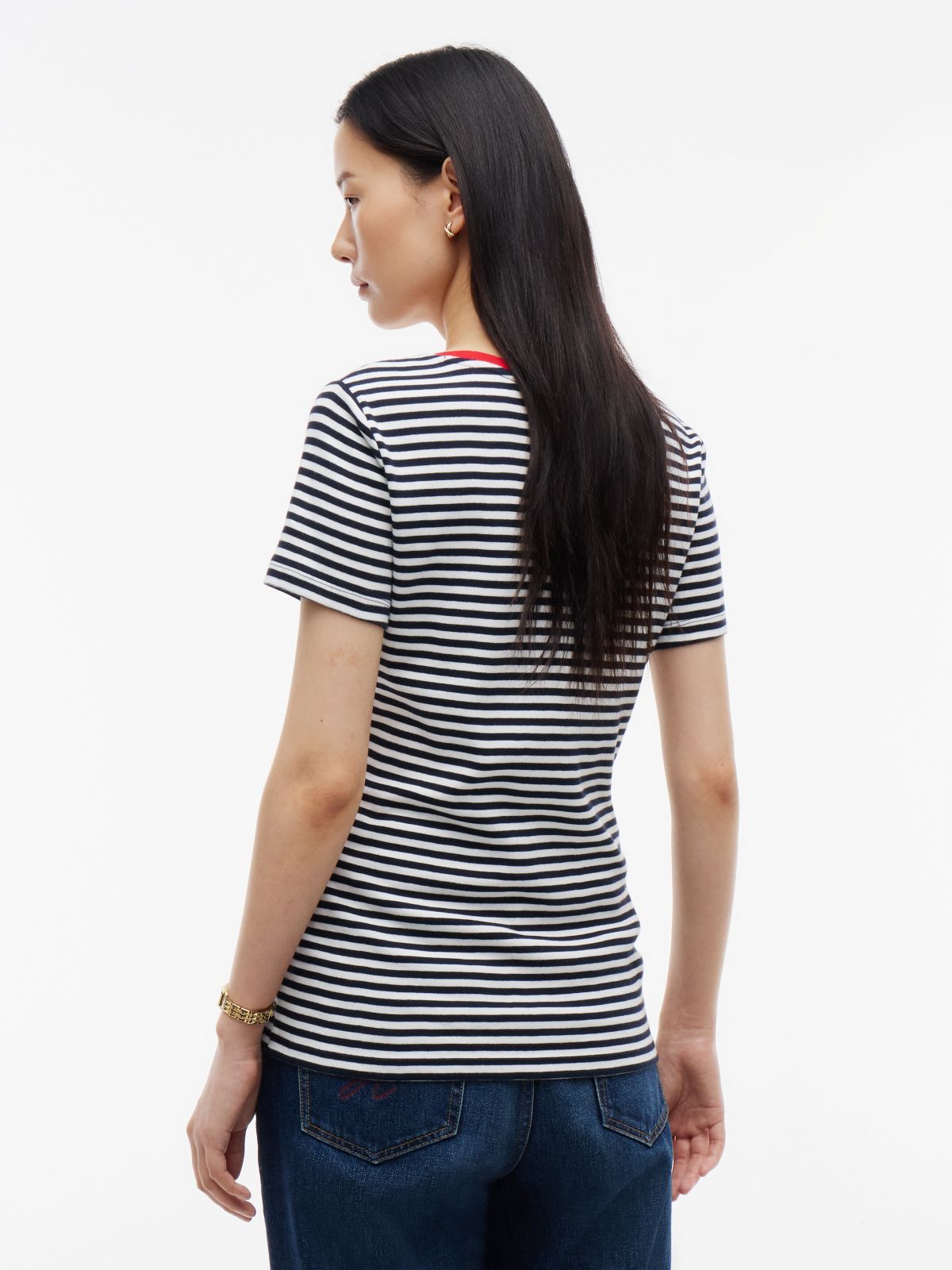 Slim Fit Striped Favorite T-Shirt — Navy Blue
