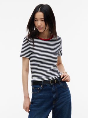 Slim Fit Striped Favorite T-Shirt, Navy Blue