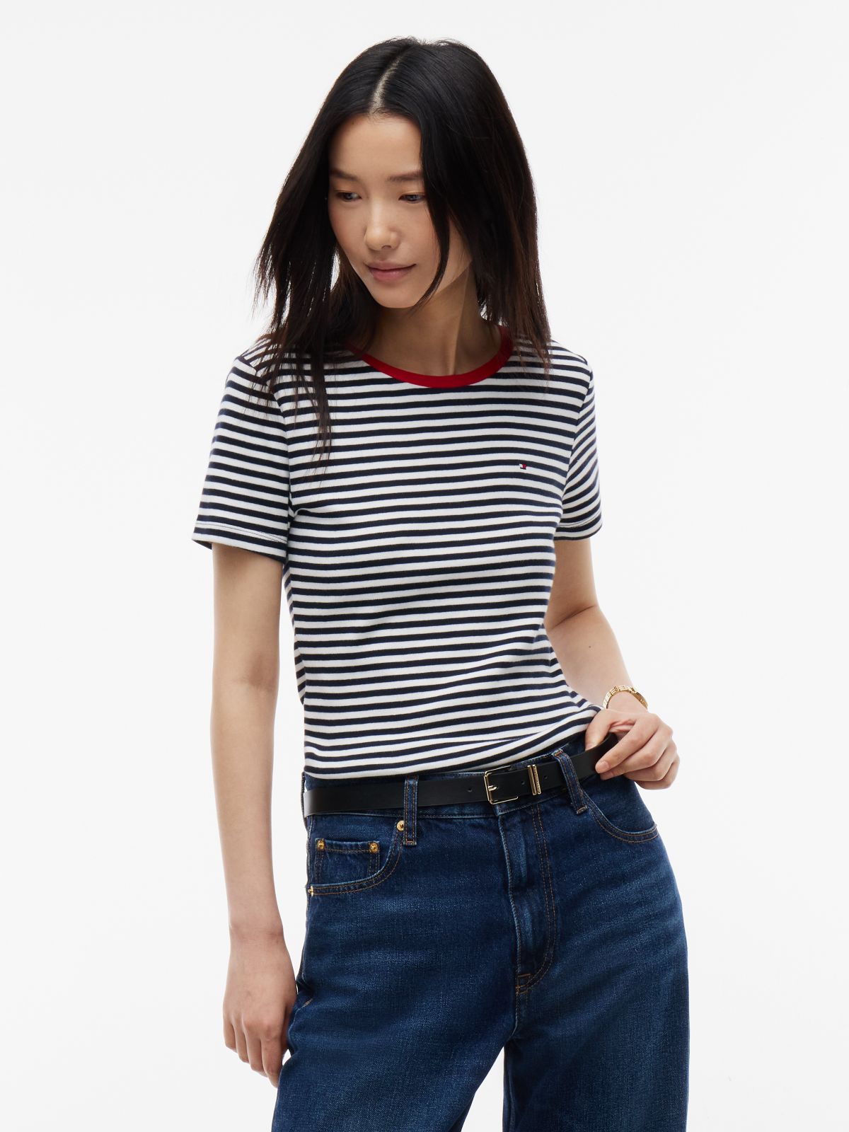 Slim Fit Striped Favorite T-Shirt — Navy Blue