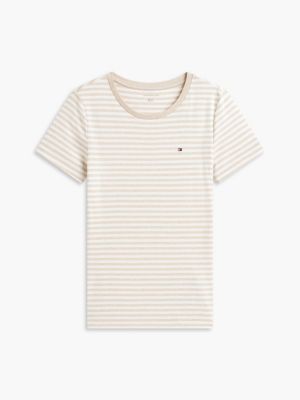 Женская футболка Tommy Hilfiger Slim Fit Striped Favorite, цвет: Бежевый меланжевый разноцветный — фото 5
