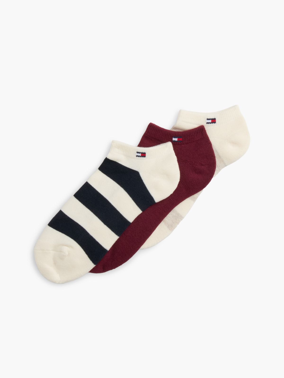 Stripe & Solid Sport Ankle Sock 3-Pack — Navy Blue/Multi