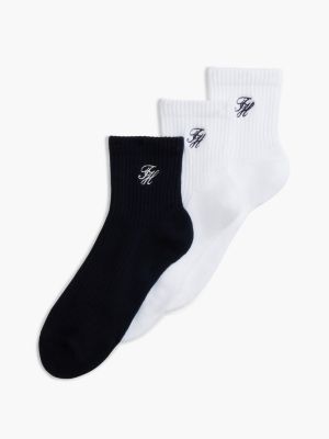Monogram Sport Quarter-Top Sock 3-Pack, Lucent White/Multi