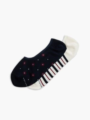 Stripe & Dot No-Show Sport Sock 2-Pack, Ivory/Multi