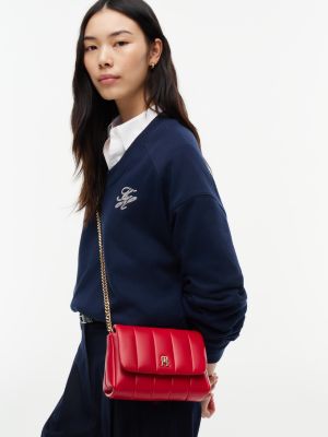 Женская сумка Tommy Hilfiger Monogram Quilted Flap Crossbody, цвет: Красный — фото 2