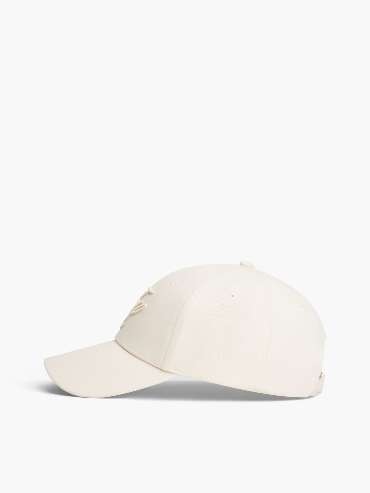 Embroidered Script Monogram Baseball Cap — Ivory