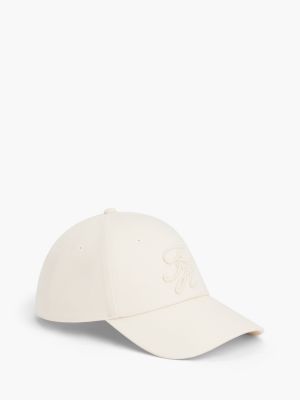 Embroidered Script Monogram Baseball Cap, Ivory