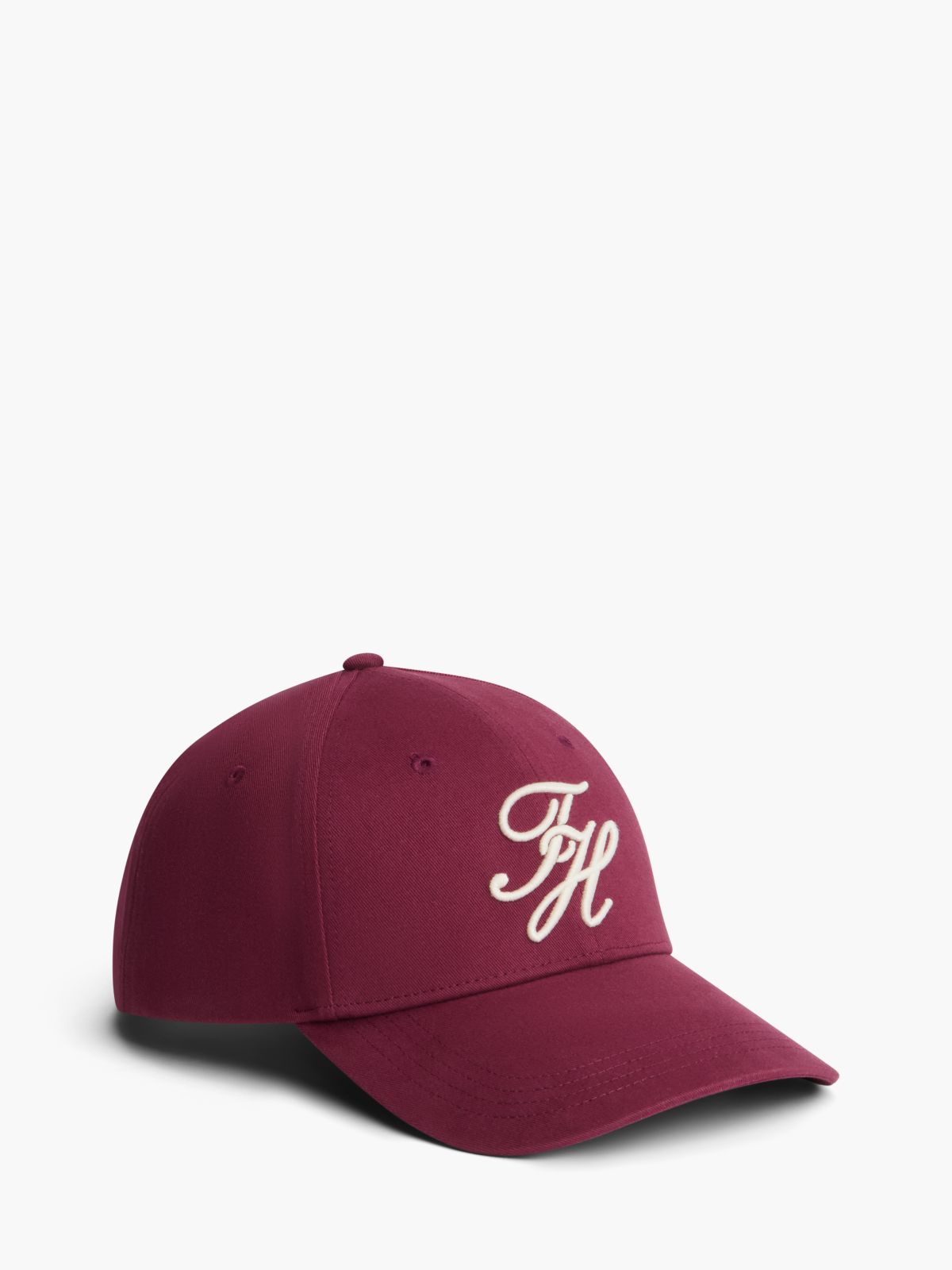 Embroidered Script Monogram Baseball Cap — Burgundy