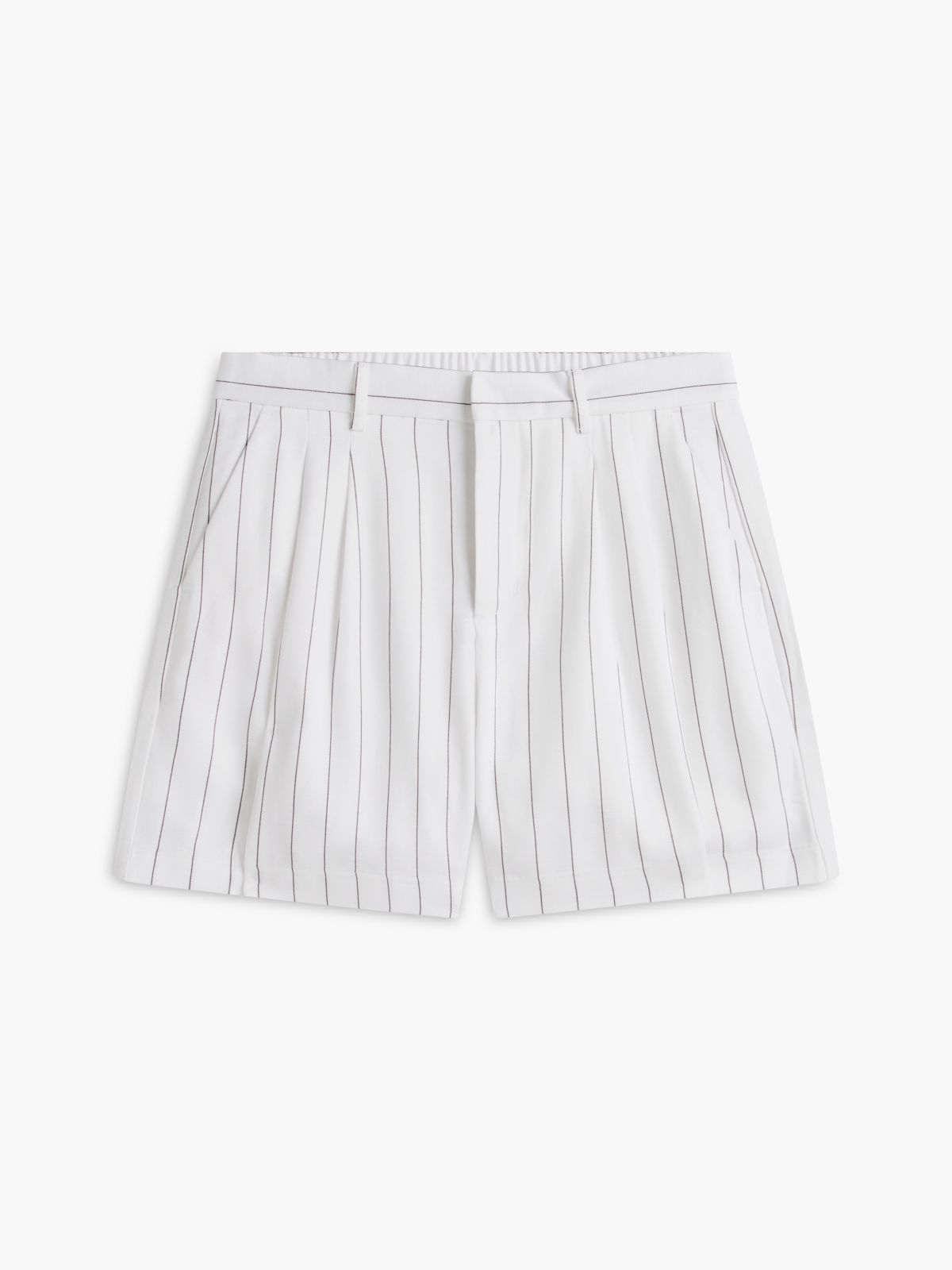 Pinstriped Pleated 5" Short — Optic White