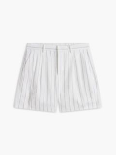 Pinstriped Pleated 5" Short — Optic White 5