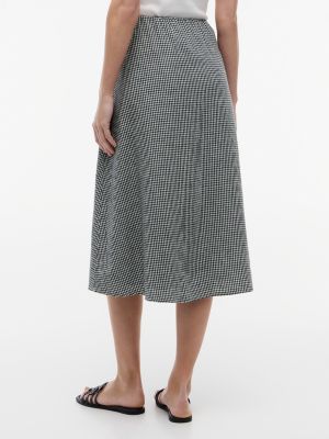 Tommy Hilfiger Gingham Linen-Blend Midi Skirt — фото 4