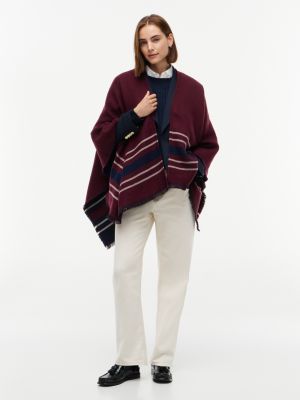 Женская накидка Tommy Hilfiger Reversible Cape, цвет: Бордовый / Разноцветный — фото 4