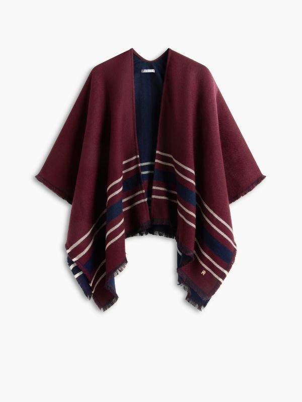 Reversible Cape — Deep Burgundy/ Multi