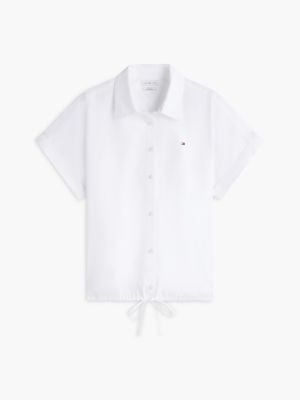 Женская рубашка Tommy Hilfiger Boxy Fit Drawcord Poplin, цвет: Белый — фото 5