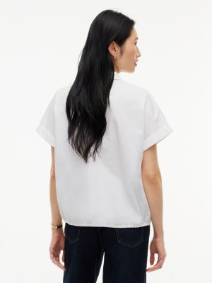 Женская рубашка Tommy Hilfiger Boxy Fit Drawcord Poplin, цвет: Белый — фото 4