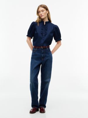 Женские рубашки Tommy Hilfiger Ruffle Trim Poplin Shirt — фото 2