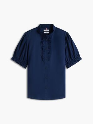 Женские рубашки Tommy Hilfiger Ruffle Trim Poplin Shirt — фото 5