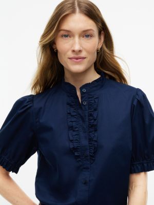 Женские рубашки Tommy Hilfiger Ruffle Trim Poplin Shirt — фото 3