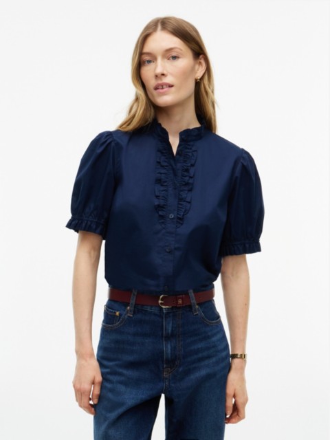Женские рубашки Tommy Hilfiger Ruffle Trim Poplin Shirt