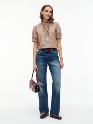 Женские рубашки Tommy Hilfiger Ruffle-Trim Striped Poplin Shirt — фото 2