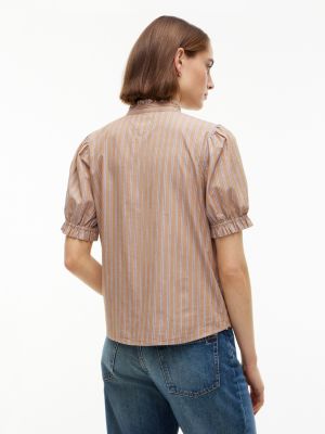 Женские рубашки Tommy Hilfiger Ruffle-Trim Striped Poplin Shirt — фото 4