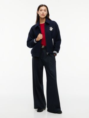 Женская куртка Tommy Hilfiger Script Monogram Wool-Blend Varsity, цвет: Тёмно-синий — фото 2