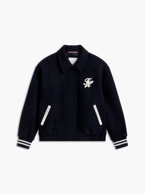 Женская куртка Tommy Hilfiger Script Monogram Wool-Blend Varsity, цвет: Тёмно-синий — фото 7