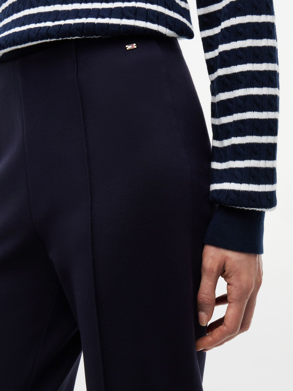 Slim Ponte Pull-On Pant — Navy Blue