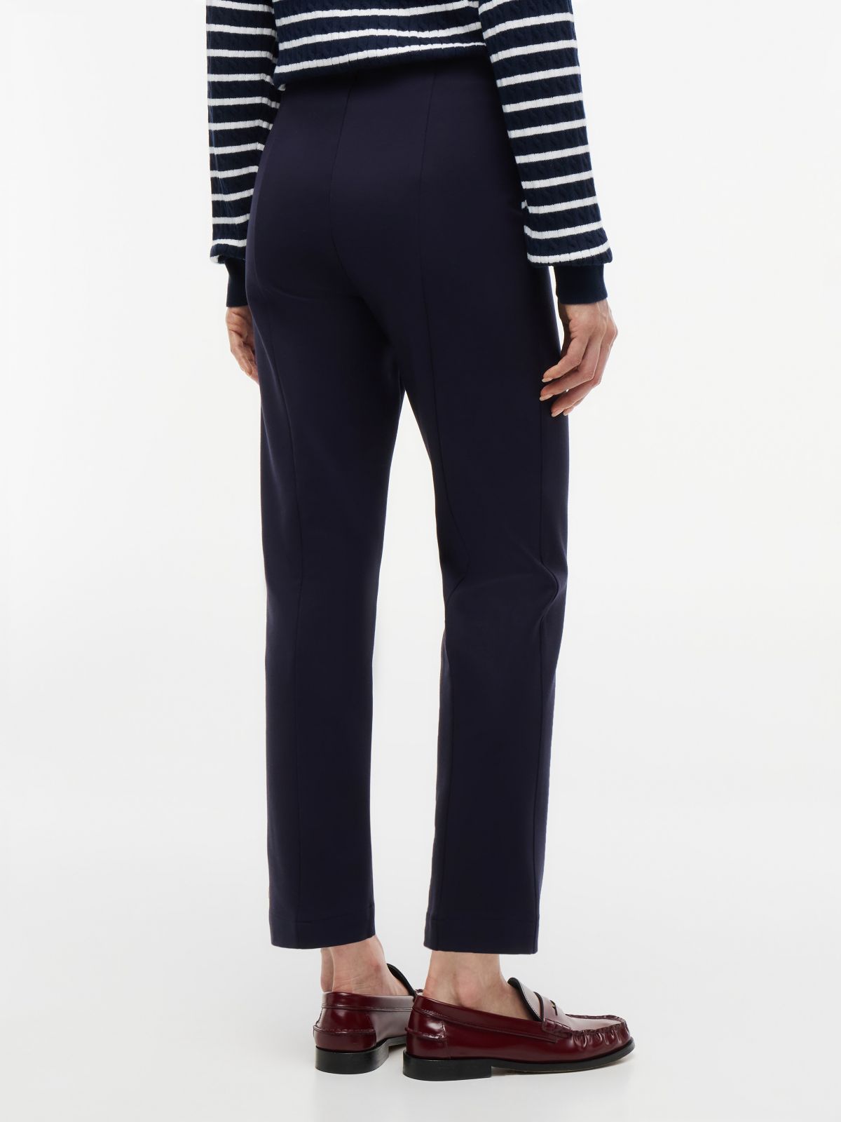 Slim Ponte Pull-On Pant — Navy Blue