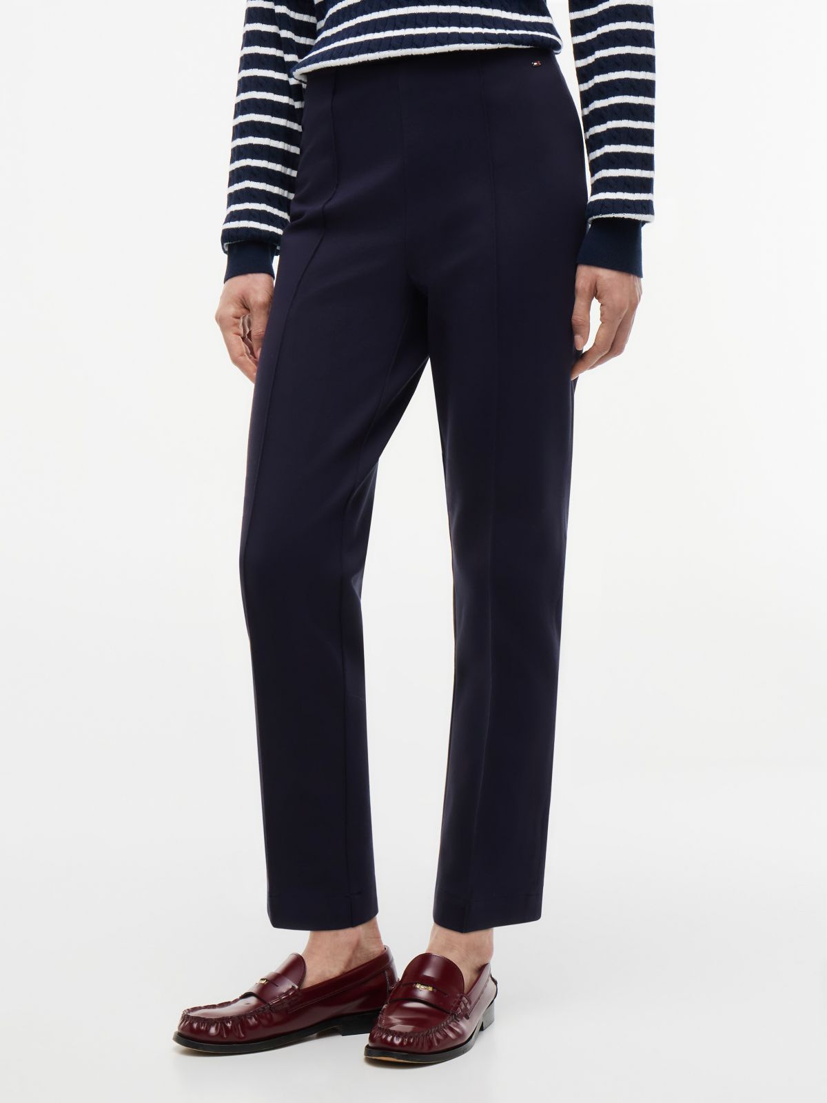 Slim Ponte Pull-On Pant — Navy Blue