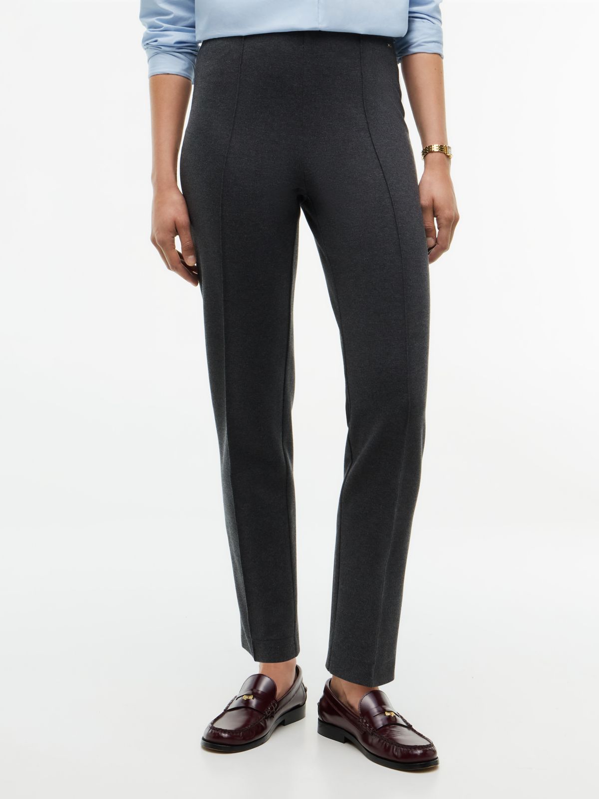Slim Ponte Pull-On Pant — Dark Grey Heather
