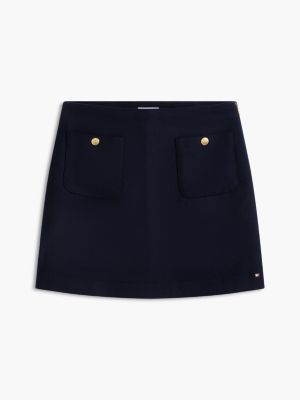 Женская юбка Tommy Hilfiger Gold-Button Wool-Blend Mini, цвет: Тёмно-синий — фото 5