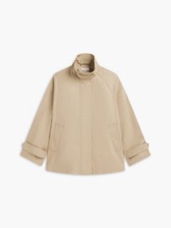 Water-Repellent A-Line Cape Coat — Dark Beige 5