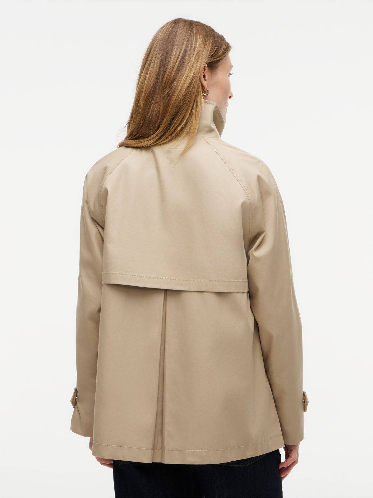 Water-Repellent A-Line Cape Coat — Dark Beige