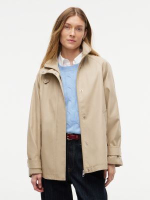 Water-Repellent A-Line Cape Coat, Dark Beige