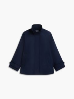 Water-Repellent A-Line Cape Coat — Navy Blue 5
