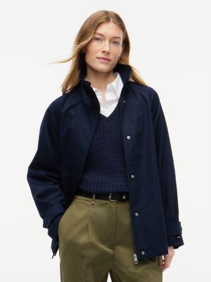 Water-Repellent A-Line Cape Coat, Navy Blue