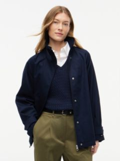Water-Repellent A-Line Cape Coat — Navy Blue 1