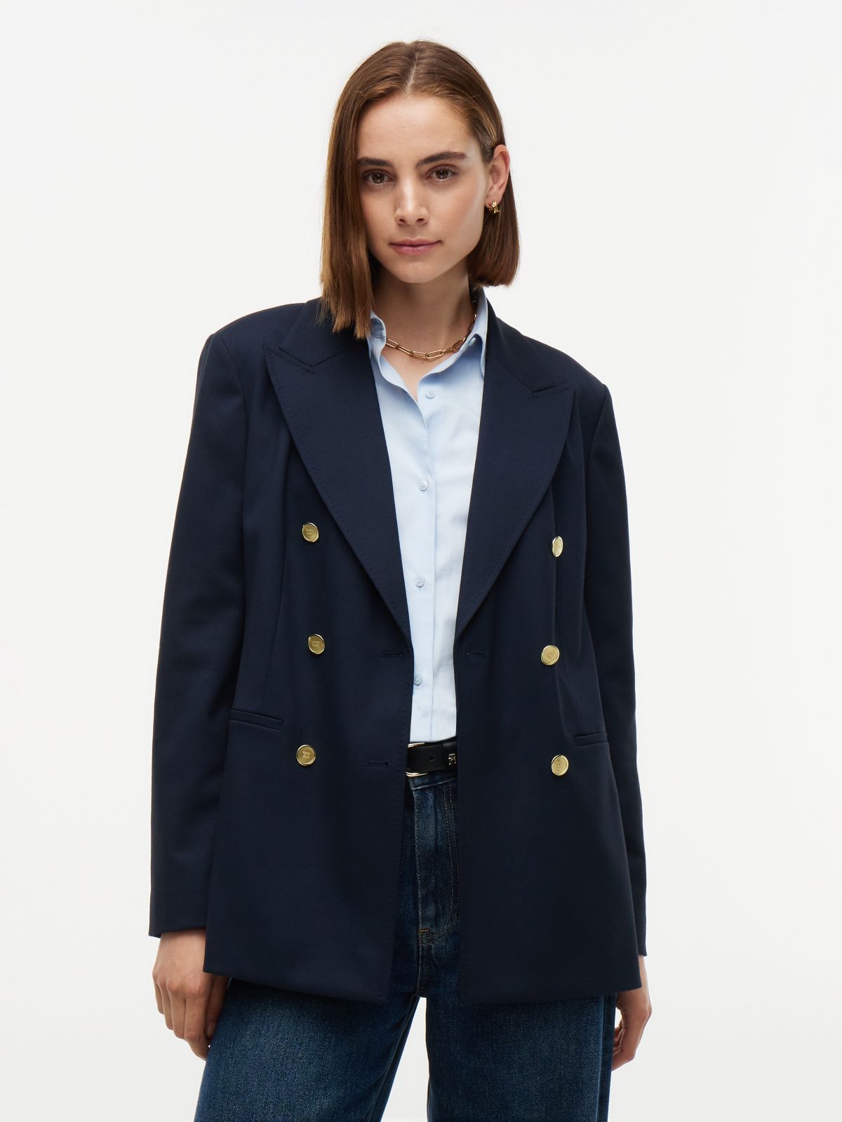Double-Breasted Blazer — Navy Blue