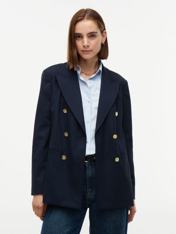 Double-Breasted Blazer — Navy Blue