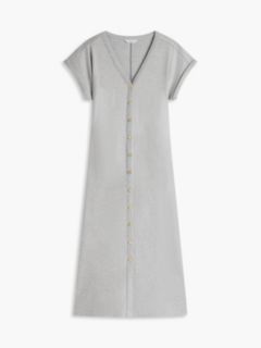 Gold-Button Interlock Midi Dress — Grey Heather 5
