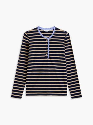 Женские топы Tommy Hilfiger Ruffle-Trim Striped Interlock Henley — фото 5