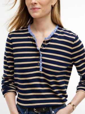 Женские топы Tommy Hilfiger Ruffle-Trim Striped Interlock Henley — фото 3