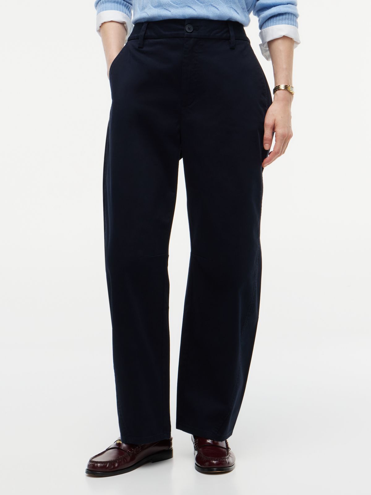Stretch-Cotton Barrel Chino — Navy Blue