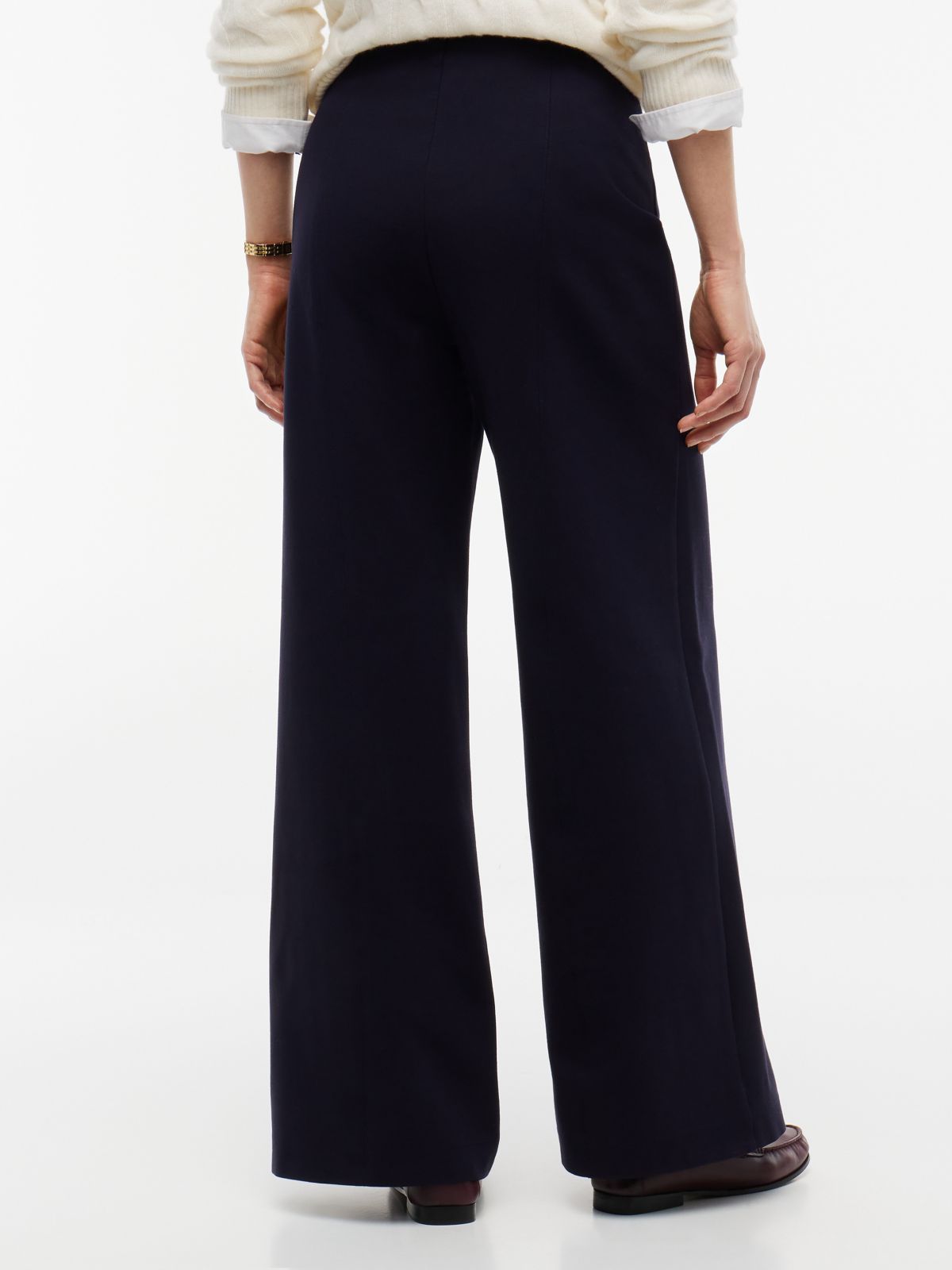 Wide Leg Ponte Pull-On Pant — Navy Blue