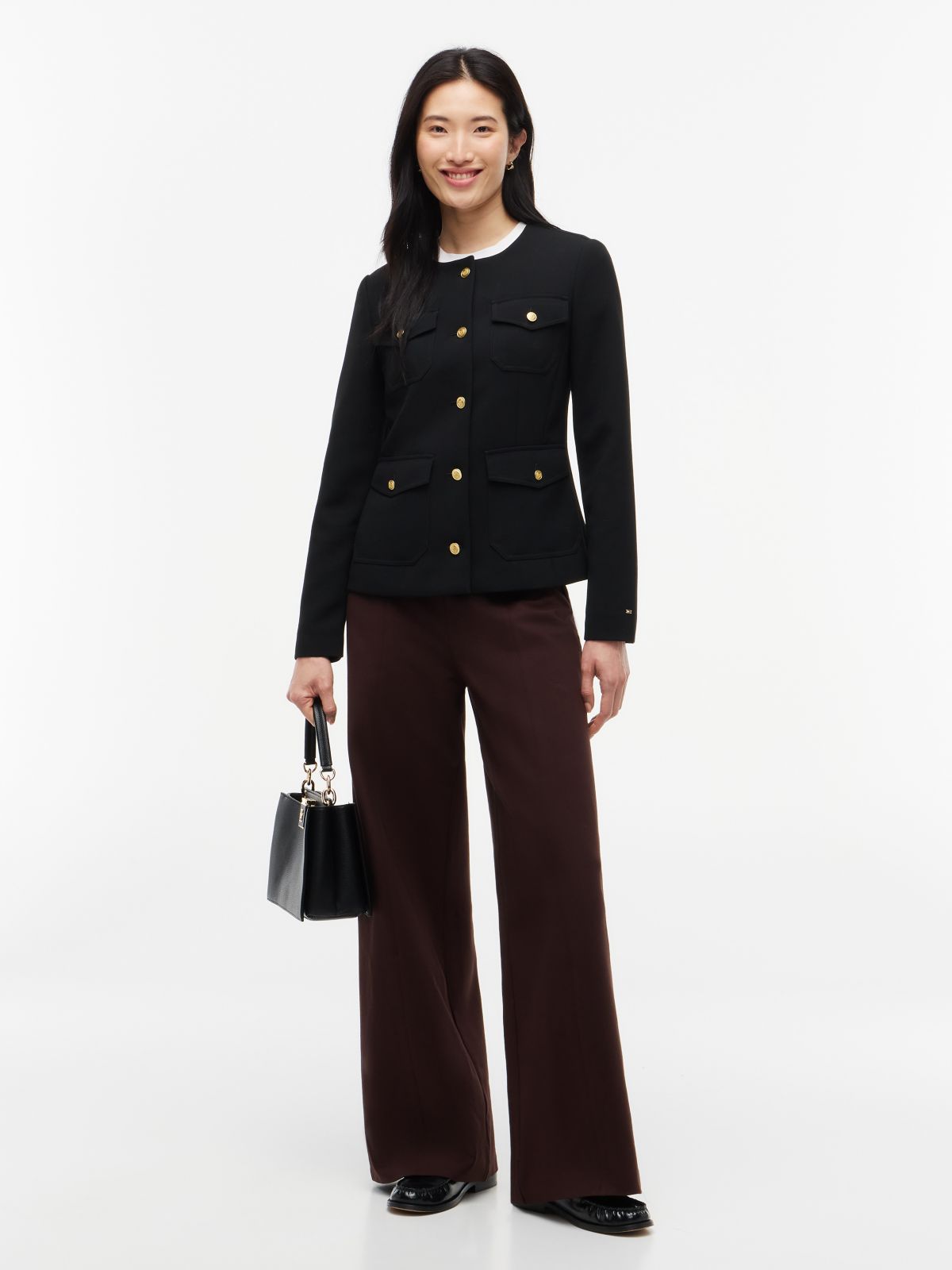 Wide Leg Ponte Pull-On Pant — Chocolate