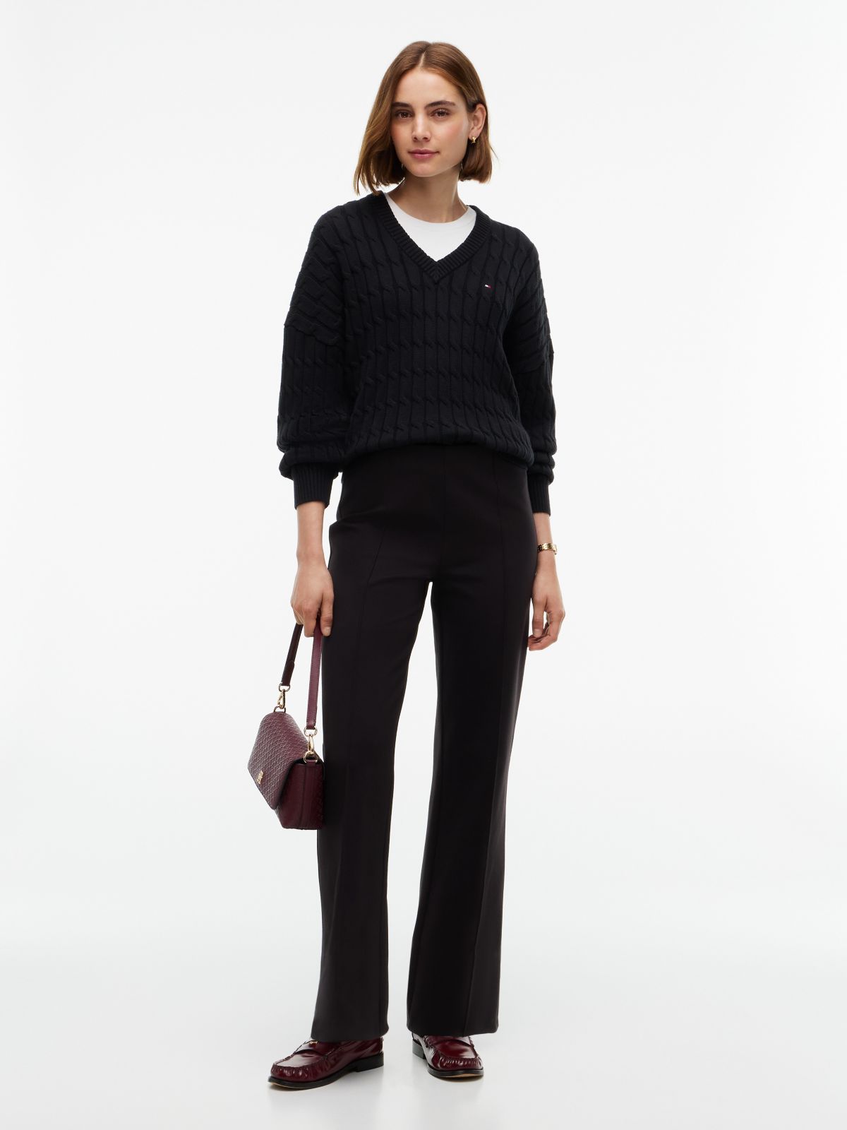 Flared Ponte Pull-On Pant — Black