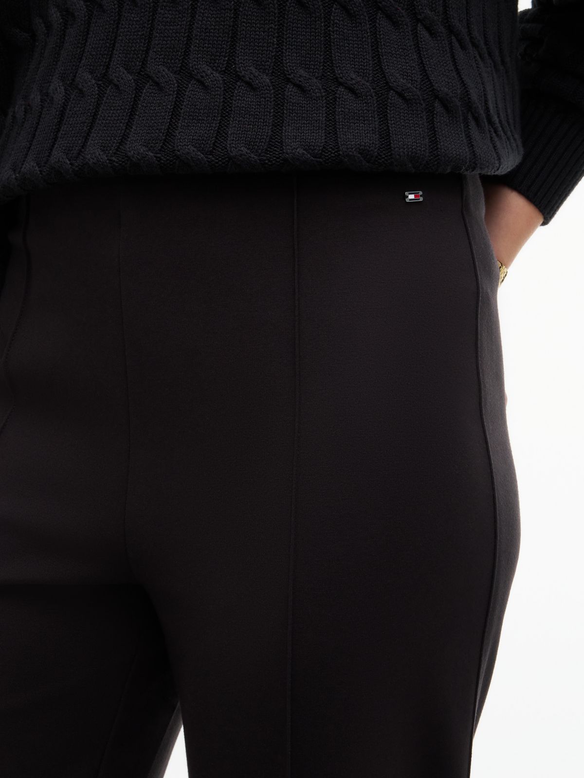 Flared Ponte Pull-On Pant — Black
