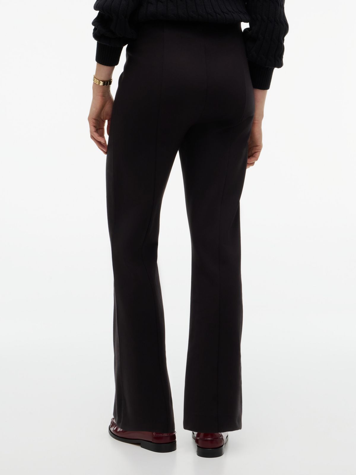 Flared Ponte Pull-On Pant — Black